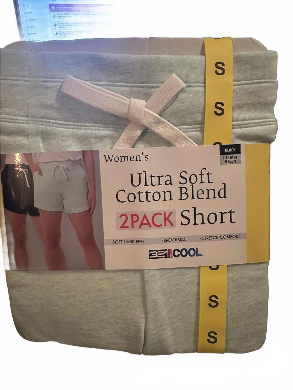 32 Degrees Women’s Ultra Soft Cotton Blend 2-Pack Shorts NWT